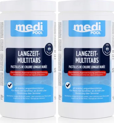 Produktbild von mediPOOL Langzeit-Multitabs 1kg - Algenverhütung und Flockung (2er Pack)