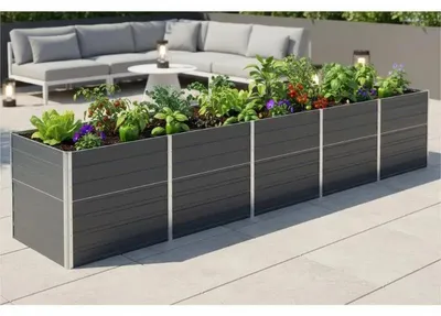 Image de Bordure de jardin surélevée - Bac de plantation en acier galvanisé - 400 x 80 x 45 cm - Fond ouvert - Pour potager - Anthracite
