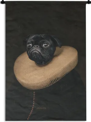 Produktbild von MuchoWow® Wandteppich Wandbehang Alte Meister - Ölgemälde - Hund 120x180 cm Tapisserie Dekoration Wandtuch - Schlafzimmer - Dekorationen für das Haus