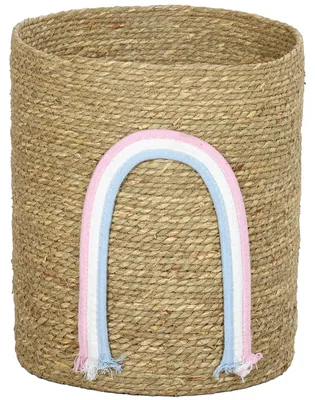 Zdjęcie produktu dla Koszyk wiklinowy do łazienki, koszyk do przechowywania wykonany z sosenek, koszyk dekoracyjny z motywem tęczy, naturalny | 0,7 kg | 24,7 L | 30x30x35 cm