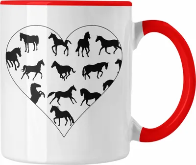 Produktbild von Trendation - Lustige Reiter Sprüche Geschenk Tasse Reiterin Pferde Mädchen Geschenkidee Pferde Grafik Herz (Rot)