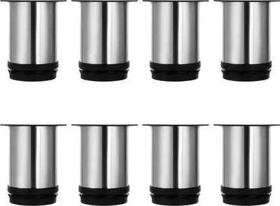 Produktbild von Set mit 8 verstellbaren M?belfš¹?en, 80 mm hoch, runde M?belfš¹?e aus gebš¹rstetem Edelstahl, Sofafš¹?e, Tischfš¹?e, h?henverstellbar von 0-10 mm