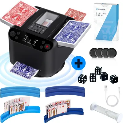 Image de Mélangeur de cartes automatique rechargeable ShopWise – Mélangeur silencieux à 2 modes, compact, pour le poker, l'UNO et les jeux de cartes