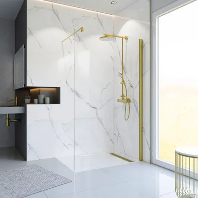 Produktbild von SCHULTE Walk In Alexa Style 2.0 ExpressPlus 90 x 200 cm Profil gold Klarglas schmutzabweisende Glasbeschichtung