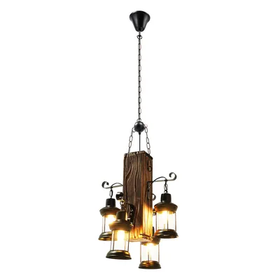 Produktbild von Pendelleuchte Retro Industrielle Loft Bar Hängeleuchte Vintage 4 Lichter Kronleuchter Dekorativer Hängelamp E27