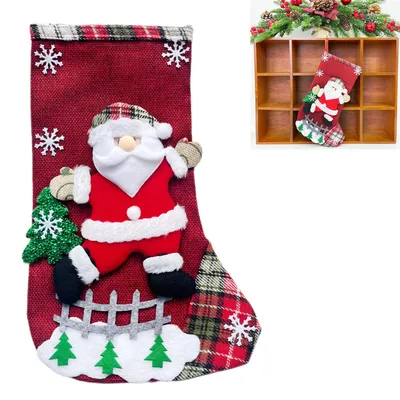 Weihnachtsstrumpf rot 33x20 cm – 1 Stück, Dekoration, Geschenkbeutel