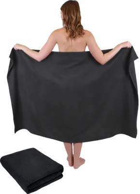 Produktbild von Betz 2-tlg. Set XXL Badetuch 100 x 160 cm DRESDEN Badetücher Saunatuch 100% Baumwolle  Farbe dunkelgrau