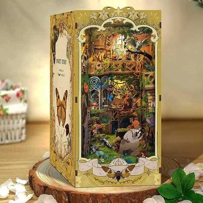 Produktbild von DIY Book Nook Schatzsucher - 3D-Puzzle - 288 Teile - Miniaturhaus aus Holz - mit LED-Licht