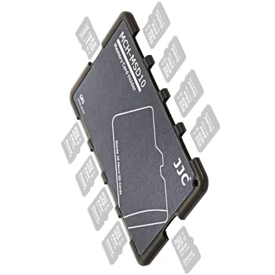 Produktbild von JJC Mini-Speicherkartenetui im Kreditkartenformat - für bis zu 10 Karten vom Typ microSD, microSDHC oder microSDXC (Schwarz)