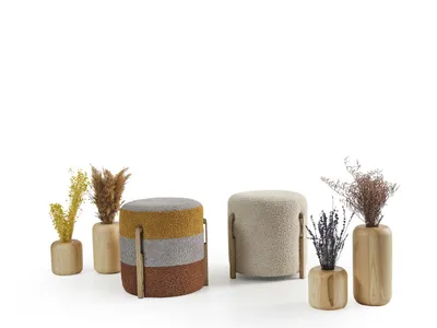 Produktbild von Gruppe Hocker Polyester Wohnzimmer Sitz Stoff Luxus Sitzer 2tlg.