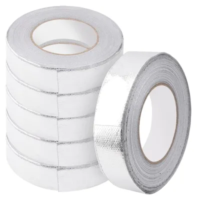 Immagine prodotto di TRANKIELO® - 6 rotoli di nastro adesivo in alluminio, 25 mm x 50 m - Resistente al calore, autoadesivo, ideale per isolamento e riparazioni