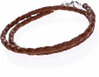 Produktbild von Lederarmband Lederhalskette geflochten braun Edelstahl 3mm 4mm 17-80 cm uni Autiga®  3 mm 60 cm