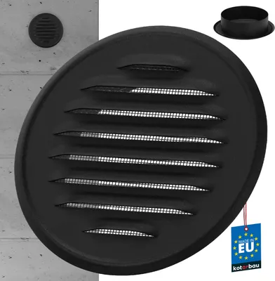 Image de KOTARBAU® Grille d'aération 100mm tôle de zinc noire Grille d'évacuation d'air à visser Bride Grille anti-insectes Grille d'aération Grille d'évacuation d'air Grille à lamelles