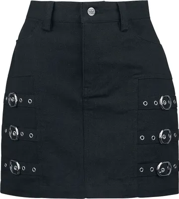 Produktbild von Black Premium by EMP Damen schwarzer kurzer Rock mit Schnallen L