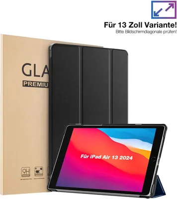Produktbild von Schutzhülle + 2x 9H Display Glas für Apple iPad Air 6. Gen 13.0 Zoll Cover Case Schutz Tablet Farbe: Schwarz