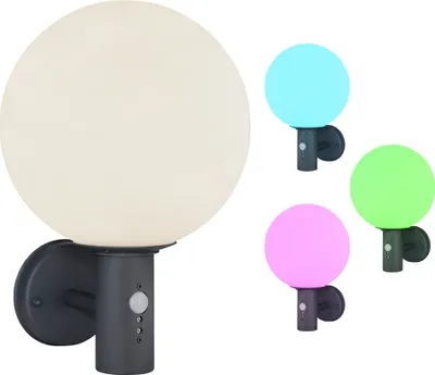 Produktbild von RGB LED Wandleuchte, anthrazit, Glas, Bewegungsmelder, H 37 cm