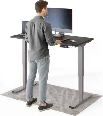 Produktbild von DESKSPACE PRO Plus Elektrisch höhenverstellbarer Schreibtisch, 120x60 cm Stehpult mit Memory-Funktion, Schwarze Tischplatte, Graues Gestell