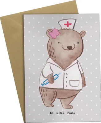 Produktbild von Mr. & Mrs. Panda abiturkarte Medizinische Fachangestellte Herz - Grau Pastell - Geschenk, Grußkarte, Glückwunschkarte, einladungskarten, Krankenhaus, Arzthelferin, MFA