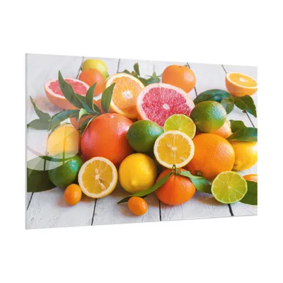 Zdjęcie produktu dla Obraz szklany CYTRUSY POMARAŃCZA LIMONKA 90x60 cm