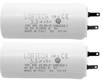 Produktbild von LORTECH 2er Set 3.3 µF Betriebskondensator für Rollladen- & Markisenmotoren | Ersatz für Rohrmotoren 8-10 Nm | Hohe Lebensdauer | Italy