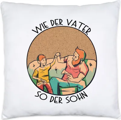 Produktbild von Wie Der Vater So Der Sohn Kissen Inkl. Füllung Gaming Konsole Controller Zocken Spielen Geschenkidee
