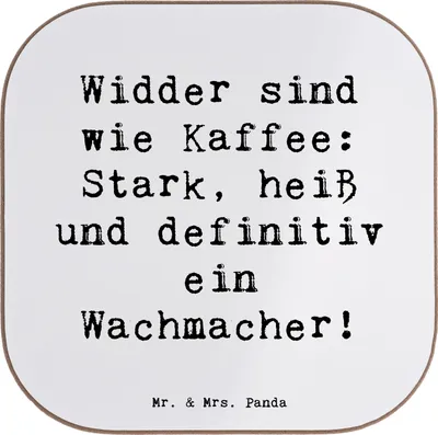 Produktbild von Mr. & Mrs. Panda Untersetzer für Gläser Spruch Widder Power - Weiß - Geschenk, Geschenke Astrologie, Coaster, Lebensfreude, Glas, Getränkeuntersetzer, Horoskop, Stärke