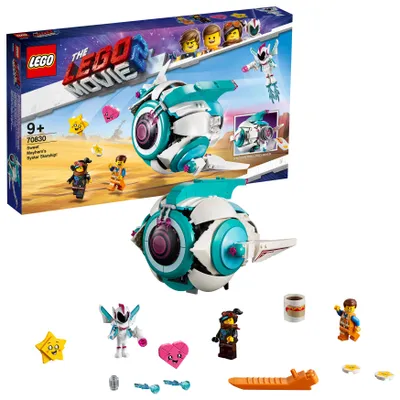 The LEGO Movie 2 Sweet Mischmaschs Systar Raumschiff set packaging with the spaceship and minifigures.