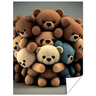 Produktbild von MuchoWow® Poster Teddybär - Teddy - Braun - Design - Jungen - Mädchen 120x160 cm - Wandbilder