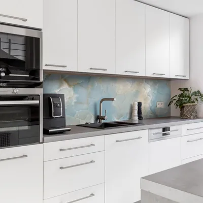 Produktbild von Dedeco Küchenrückwand Motiv: Marmor V8, 3mm Aluminium Alu-Platten als Spritzschutz Küchenwand Verbundplatte wasserfest, inkl. UV-Lack glänzend, alle Untergründe, 220 x 60 cm