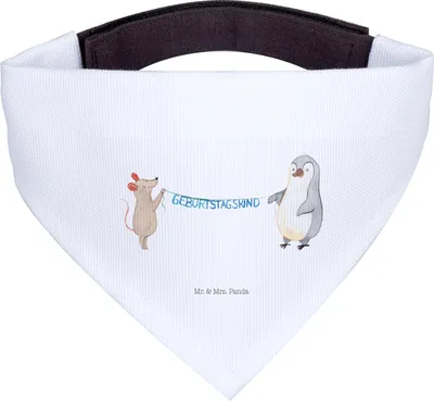 Produktbild von Mr. & Mrs. Panda Hunde-Halstuch Maus Pinguin Geburtstag - Weiß - Geschenk, Halstuch Für Hunde, Tuch, Hund, Geburtstage, Happy Birthday, Hundeschal