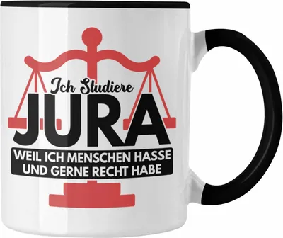 Produktbild von Trendation - Jura Tasse Geschenk Spruch Jurist Geschenkidee Anwalt Jura-Studium Lustige Sprüche Staatsexamen Ich Studiere Jura (Schwarz)