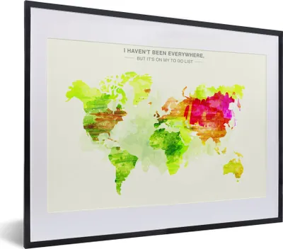 Produktbild von MuchoWow® MuchoWow® Gerahmtes Poster Weltkarte - Farben - Farbe 40x30 cm - Poster mit zchwarzem Bilderrahmen - Bilderrahmen - Poster im Rahmen