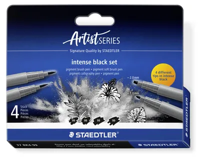 Produktbild von STAEDTLER pigment arts pen Set Blisterkarte mit 4 Tuschestifte, schwarz