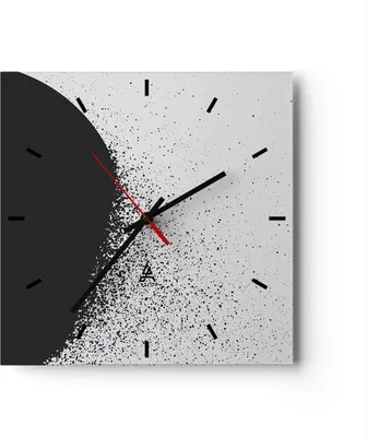 Produktbild von Wanduhr - Quadrat - Glasuhr - Abstraktion Schwarzweiß Geometrie - 30x30cm - Schleichendes Uhrwerk - Lautlos - zum Aufhängen bereit - Dekoration Modern - Wanddekoration aus Glas - C3AC30x30-4922