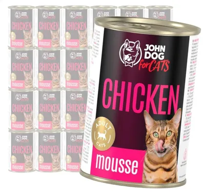 Produktbild von John Dog Katzenmousse mit Huhn 24 x 400 g getreidefreies Nassfutter für Katzen