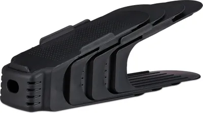 Produktbild von Relaxdays Schuhstapler, 20er Set, bis Größe 39, rutschfeste Schuhablage, Kunststoff, Ordnungssystem für Schuhe, schwarz