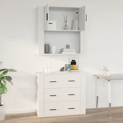 Produktbild von The Living Store Wandschrank Weiß 80x33x80 cm Holzwerkstoff