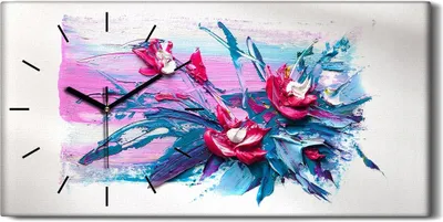 Produktbild von Wanduhr Bürouhr Leinwand Bild Geräuschlos Kunstdruck 60x30 Malerei Kunst Blumen - schwarze Hände