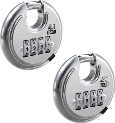 Produktbild von BASI - Rundbügel-Vorhangschloss - SET - 2x RVS 610Z - 70 mm - Zahlenkombination - 2x6100-7050