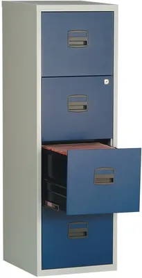Produktbild von Hängeregistraturschrank 4 Schübe 1-bahnig lichtgrau/oxfordblau