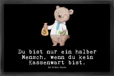 Produktbild von Mr. & Mrs. Panda Sauberlaufmatte Kassenwart Herz 50 x 75 cm - Schwarz - Geschenk, Spruch, Lustig, fußmatte, Fussmatte, Schuhabstreifer, Verein, Gummimatte, Witzig