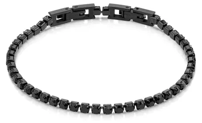 Zdjęcie produktu dla Bransoletka Zeeme ze stali nierdzewnej, 17+3 cm, czarna, z kryształami, 344060516-1