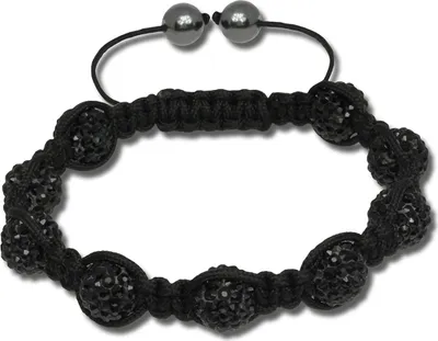 Image de SilberDream 18-23cm Shamballa bracelet dames noir 9 boules zirconia D2SDA924