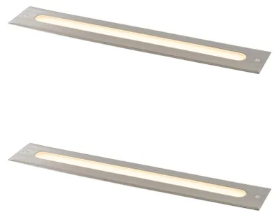 Produktbild von 2er Set Moderne Bodeneinbaustrahler Stahl 50 cm inkl  LED IP65 Eline