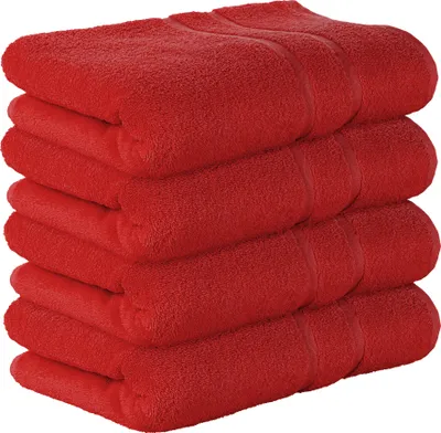 Produktbild von StickandShine 4er SET Premium Frottee Badetuch 100x150 cm in rot  in 500g/m² aus 100% Baumwolle