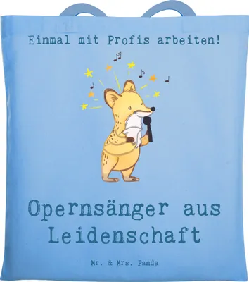 Produktbild von Mr. & Mrs. Panda Shopping Tasche Opernsänger Leidenschaft - Sky Blue - Geschenk, Tragetasche, Tote Bag, Jutebeutel, Schultasche