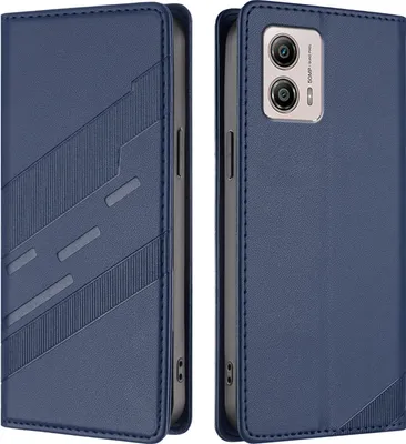 Produktbild von Hülle für Motorola Moto G53/Moto G13, Kunstleder Brieftaschen Handyhülle mit Kartenfach und Standfunktion Blau