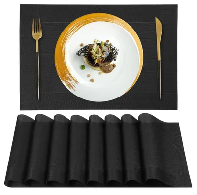 Tischsets 8er-Set, abwaschbar, rutschfest, PVC, 45x30 cm, schwarz