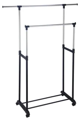 Ausziehbare Kleiderstange mit Rollen, 82,5/125x42,5x97/170 cm, Kunststoff