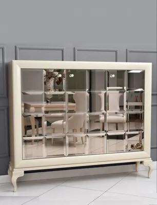 Immagine prodotto di Casa Padrino cassettiera neoclassica specchiata bianco/oro 179 x H147 cm - Credenza Art Déco